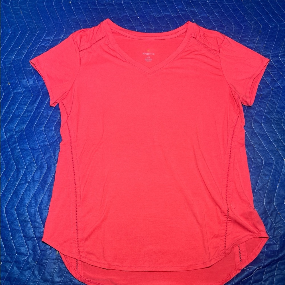Tangerine Short Sleeve V-Neck Tee